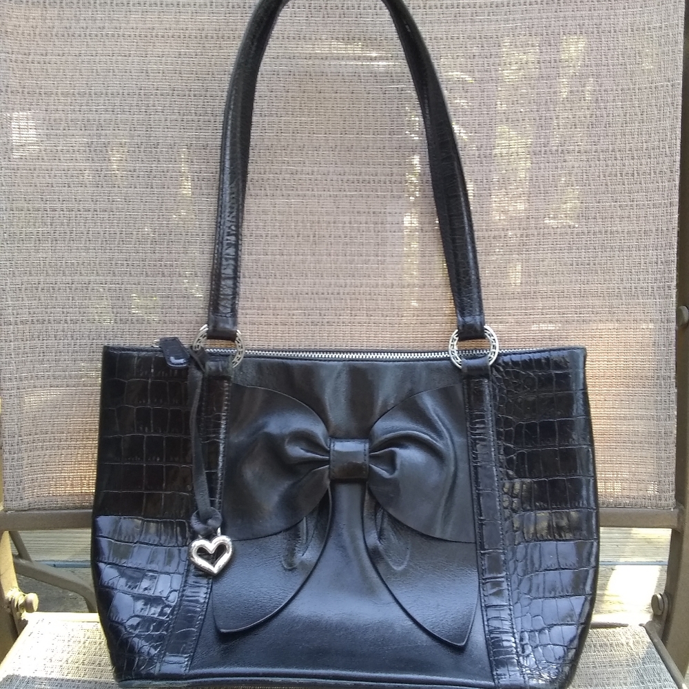 Brighton Bow Black Leather Handbag